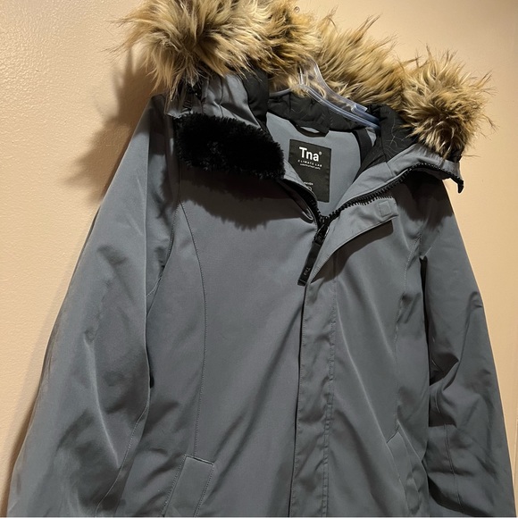 Aritzia TNA Haven Mid Length Parka Evening Dove Size L - Picture 11 of 16